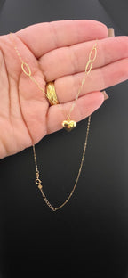 Puffed Heart Link Necklace