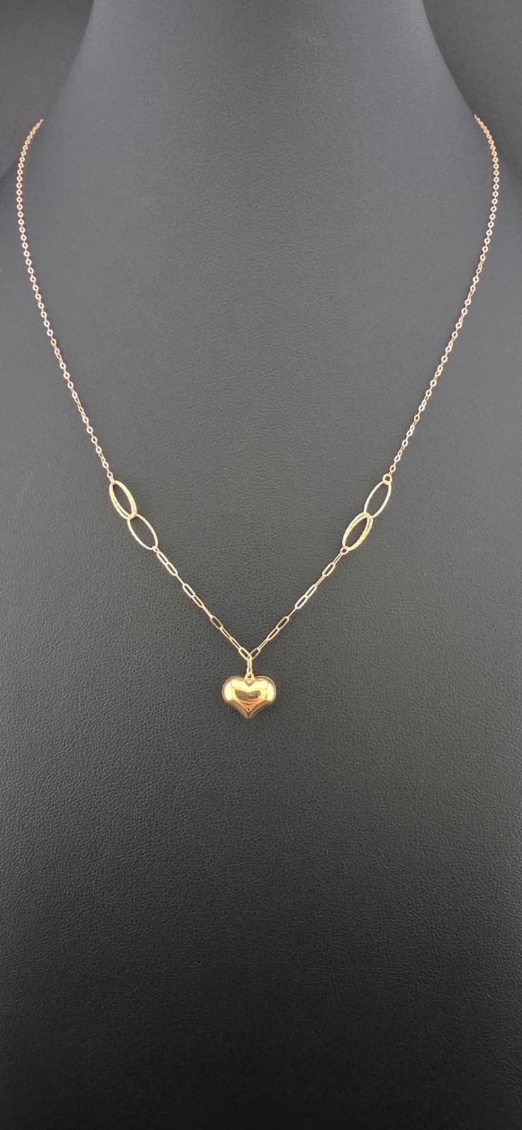 Puffed Heart Link Necklace