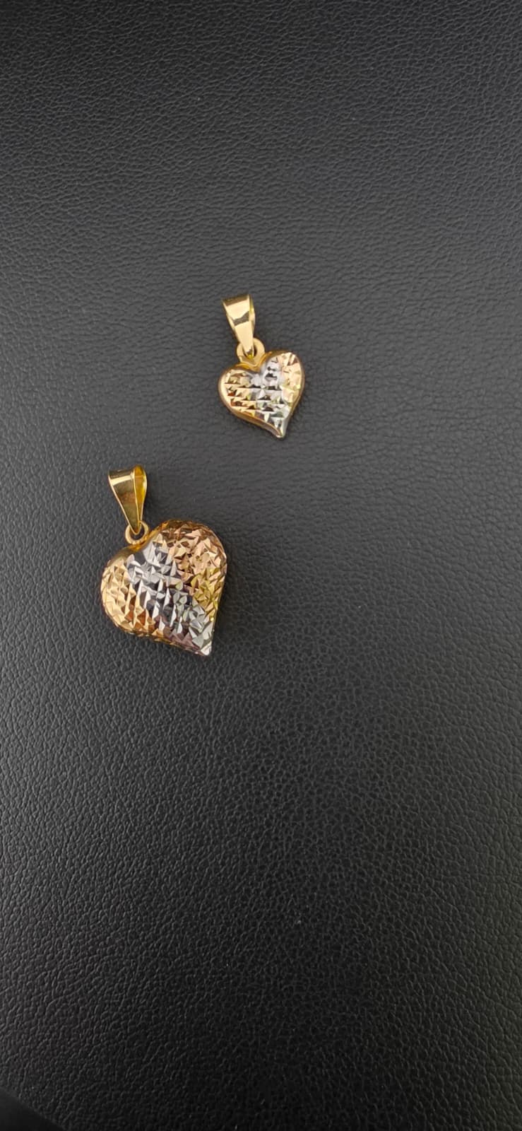Tri-Gold Beveled Puffed Heart