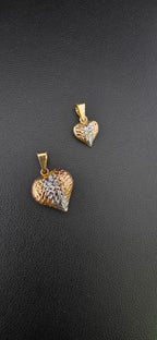 Tri-Gold Beveled Puffed Heart