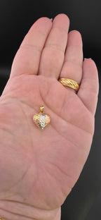 Tri-Gold Beveled Puffed Heart