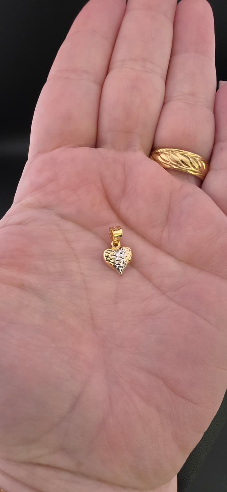 Tri-Gold Beveled Puffed Heart