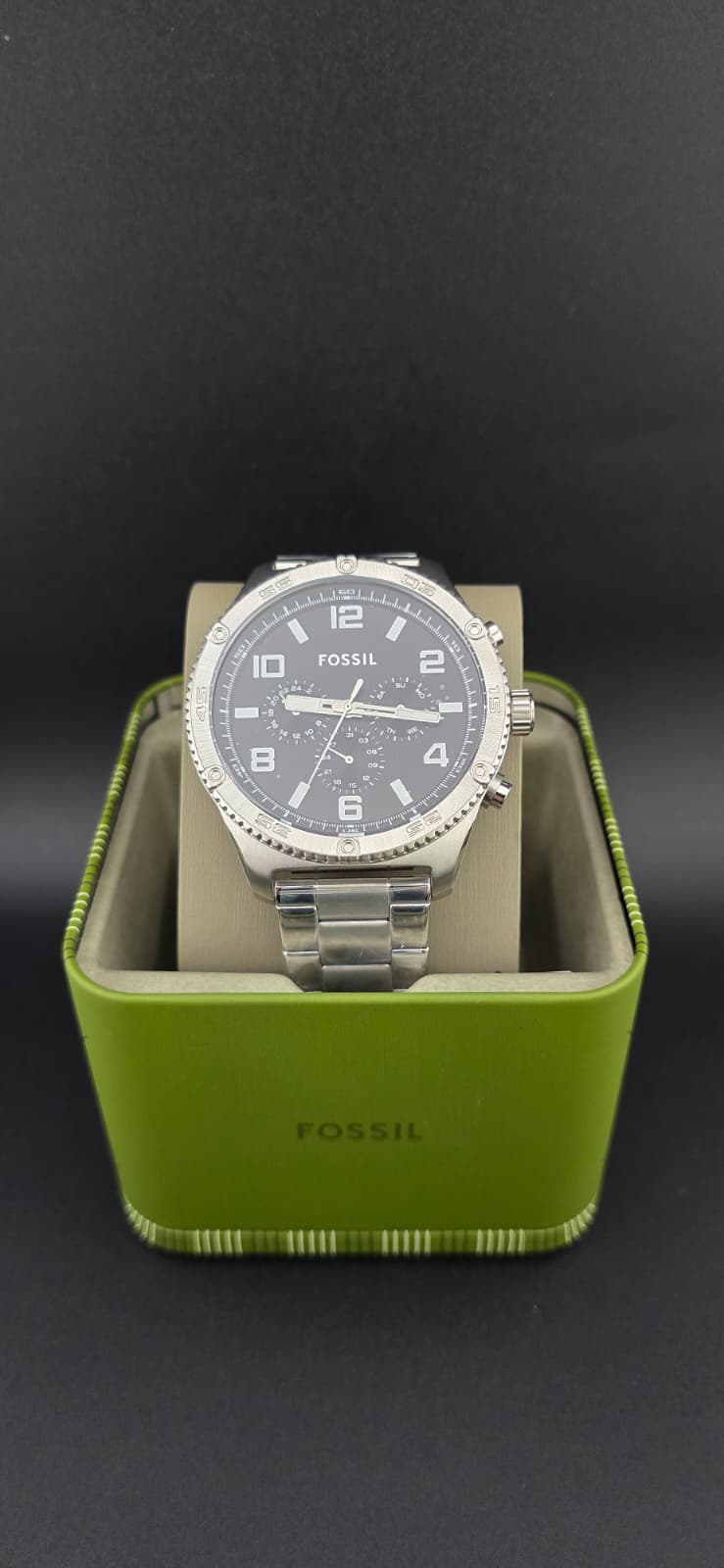 Fossil 50mm – Silver Tone & Black Dial