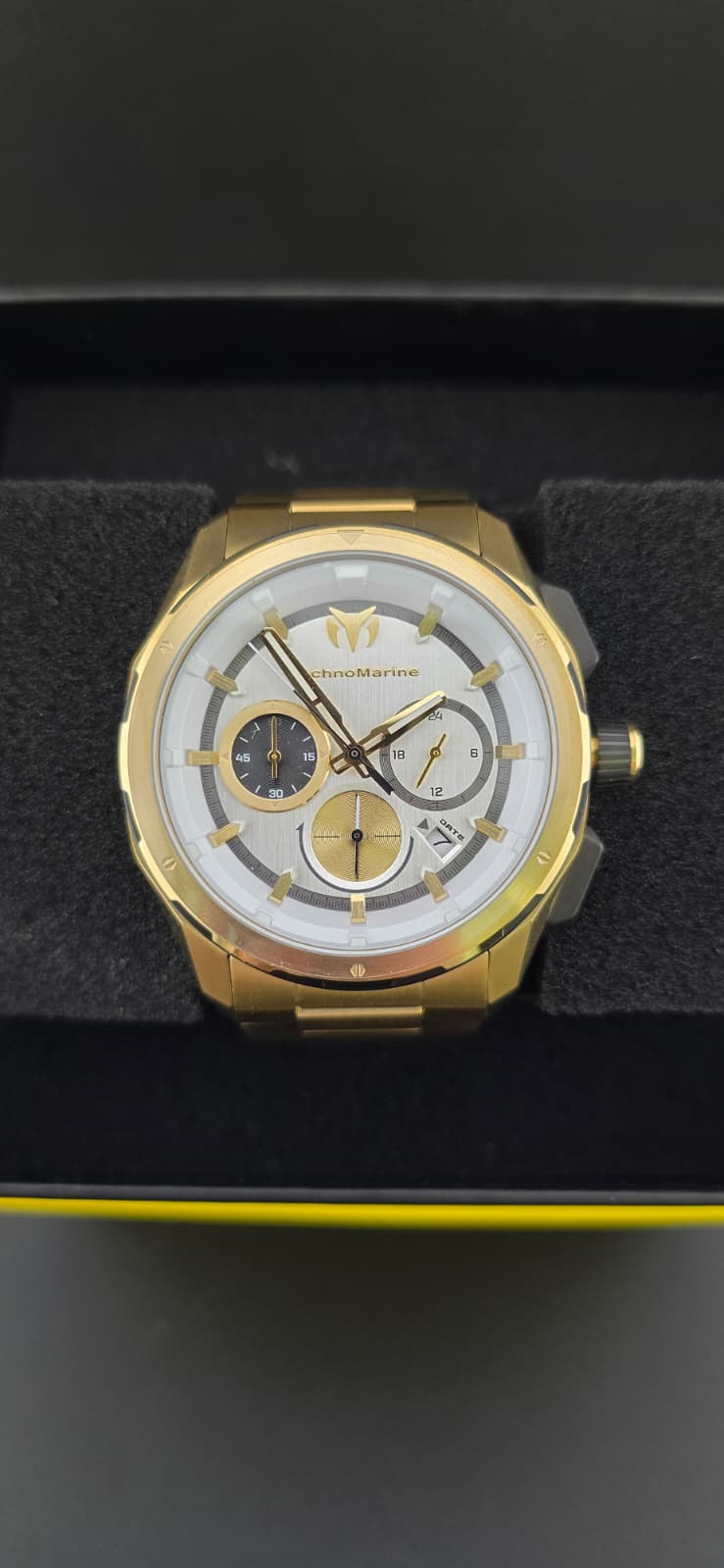 TechnoMarine 42mm Analog – Gold Tone & White Dial