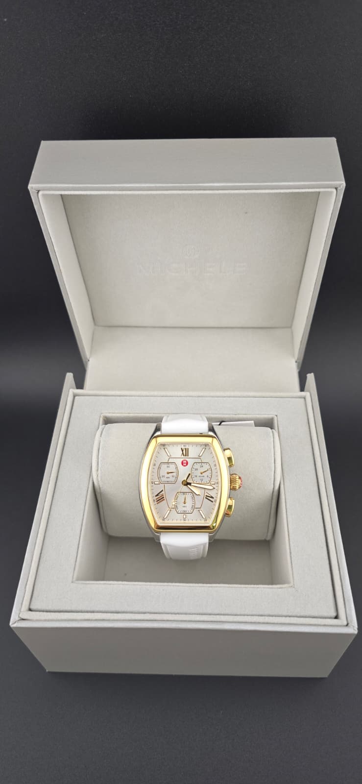Michele 34mm – White & Gold-Tone Watch