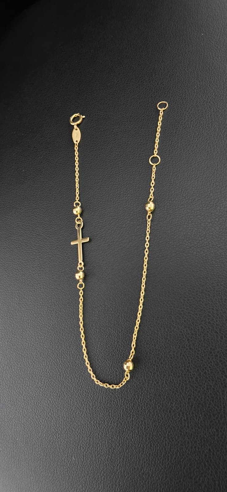 Diamond-Cut Cross & Beads Bracelet