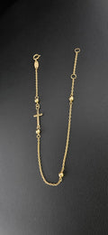 Diamond-Cut Cross & Beads Bracelet