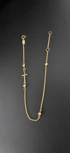 Diamond-Cut Cross & Beads Bracelet