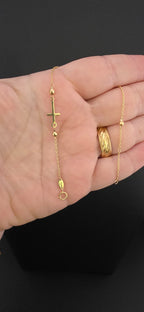 Diamond-Cut Cross & Beads Bracelet