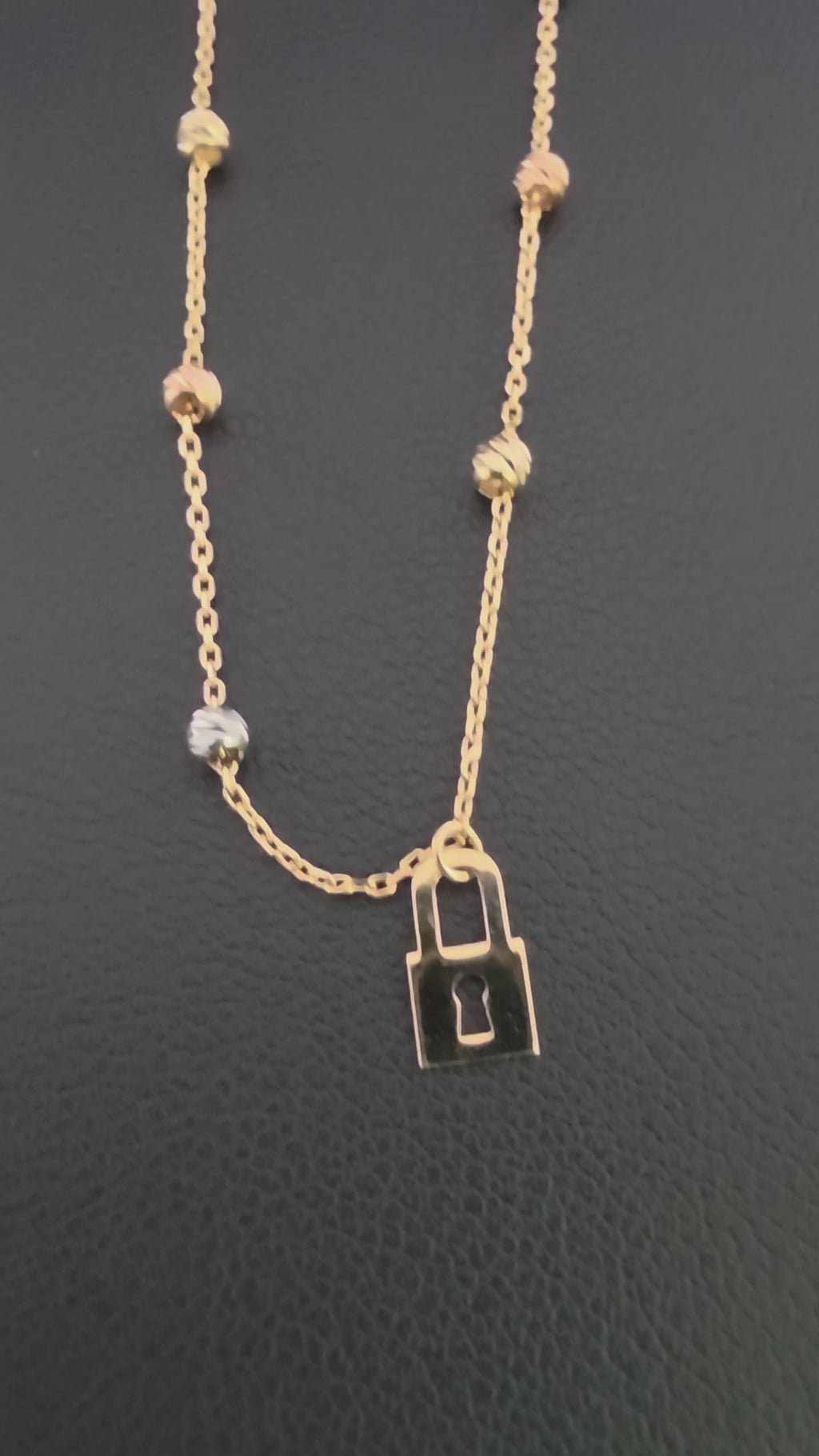 3 Gold Diamond Bead Anklet with Charm