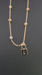 3 Gold Diamond Bead Anklet with Charm