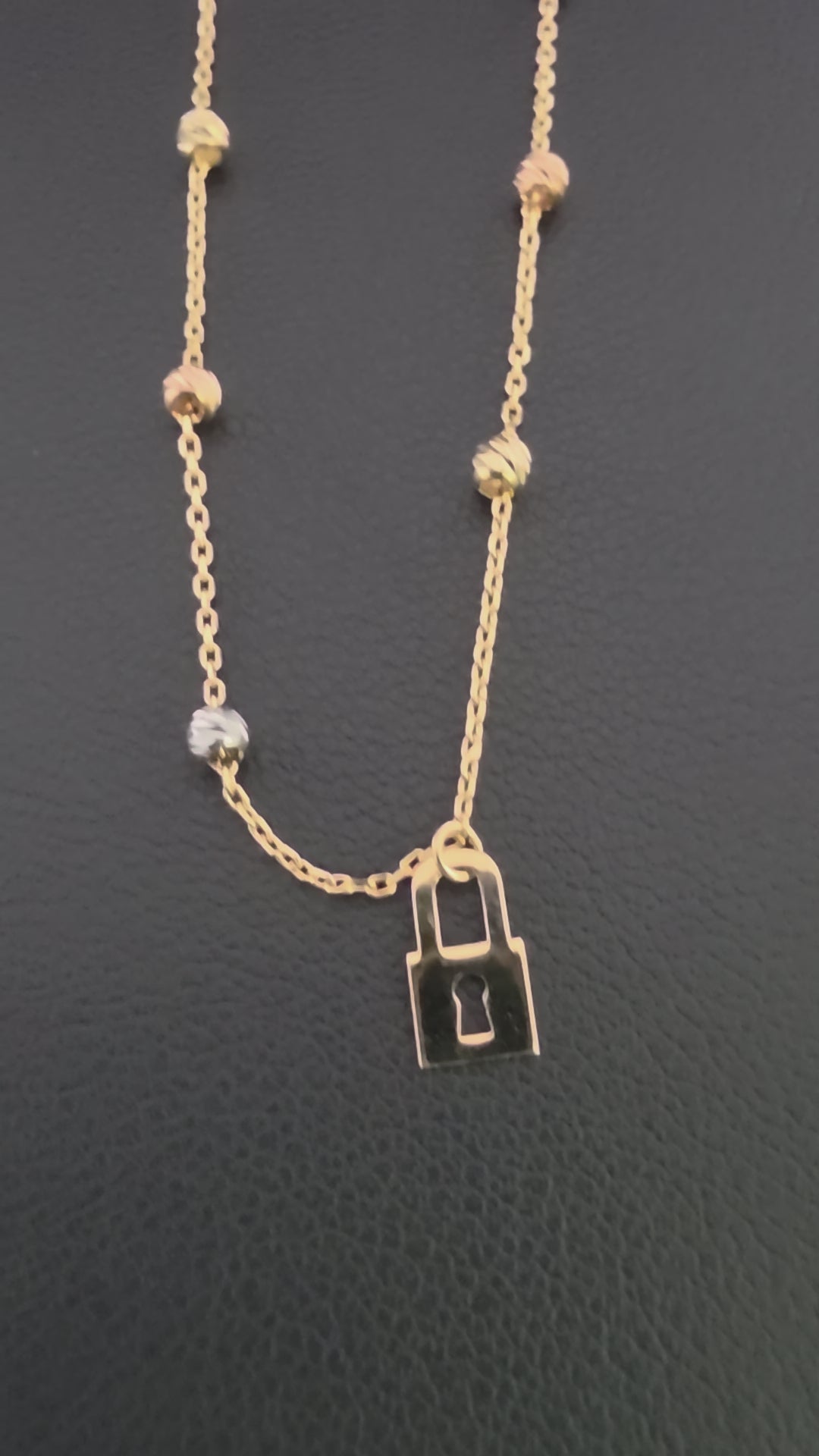 3 Gold Diamond Bead Anklet with Charm