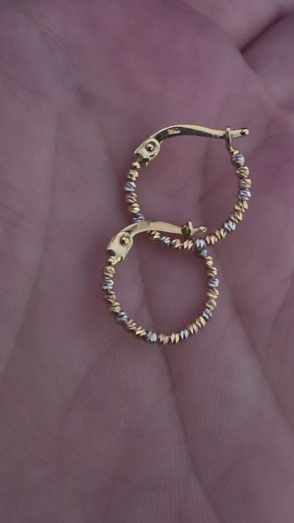 Tri-Color Gold Hoop Earrings