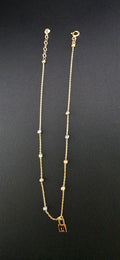 3 Gold Diamond Bead Anklet with Charm