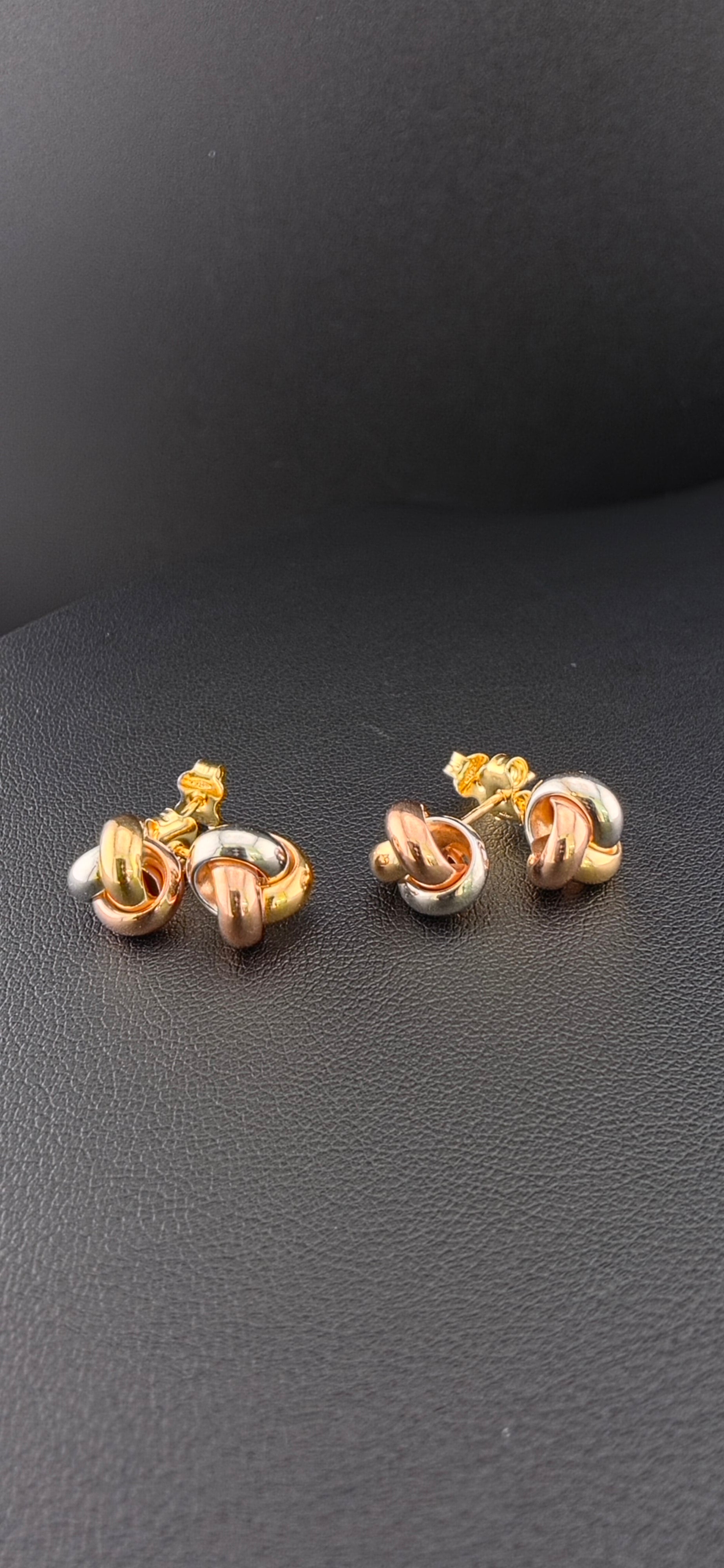 Knot Stud 3 Gold Earrings