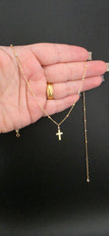 Tri-Color Gold Diamond-Cut Rosary-Style Chain