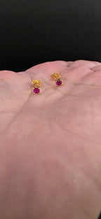 Earring Gem Rubí 15mm