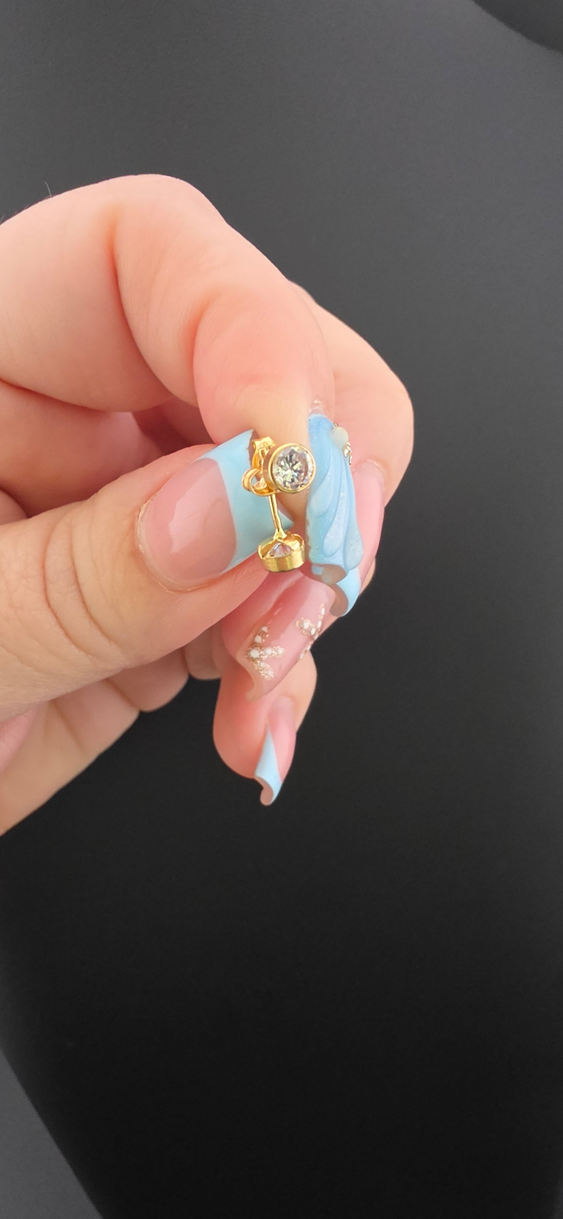 Earring Gold White